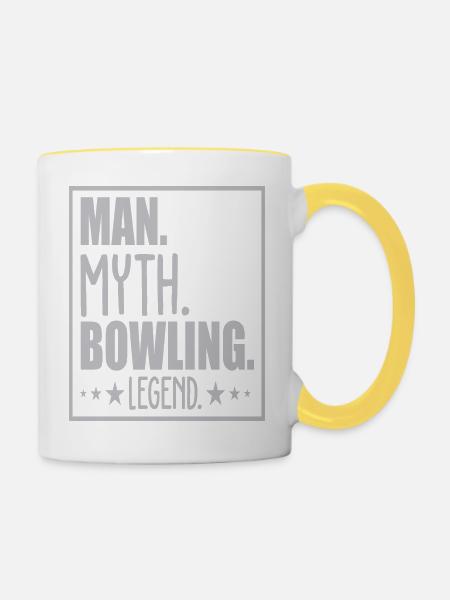 Man Myth Bowling Legend - Tasse zweifarbig - Weiß/Gelb