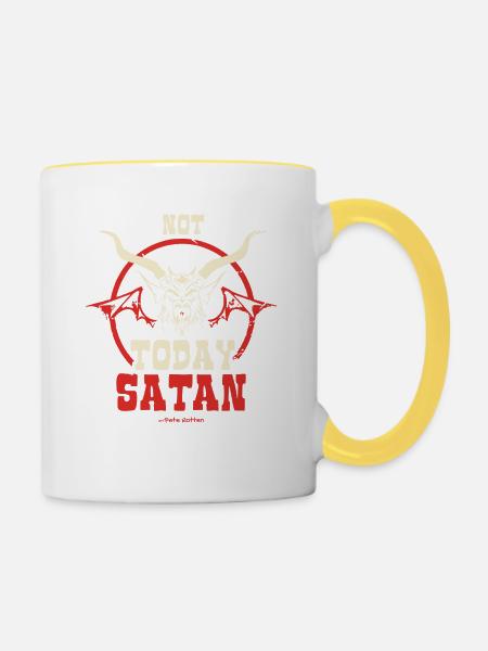 Nicht heute, SATAN - Tasse zweifarbig - Weiß/Gelb