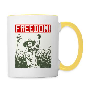 Asian Rice Farmer: Freedom - Contrasting Mug - white/yellow - Right