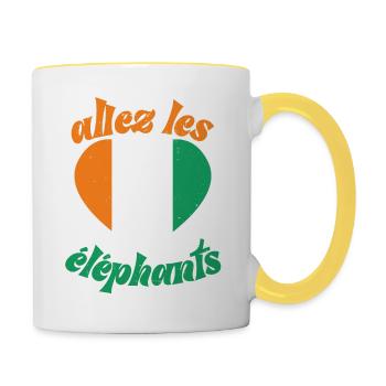 Côte D'ivoire 2024 Maillot Foot Éléphant Drapeau - Mug contrasté - blanc/jaune - Droite