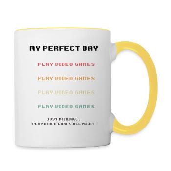 Vêtements de jeu Perfect Day - Vintage Gamer pour - Mug contrasté - blanc/jaune - Droite