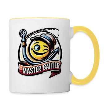 Cheeky Master Baiter Pêche Cartoon T-shirt - Mug contrasté - blanc/jaune - Droite