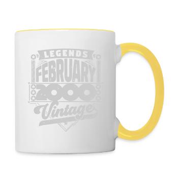 Jahrgang Geburtstag Februar 2000, Februar 2000. - Tasse zweifarbig - Weiß/Gelb - Rechts
