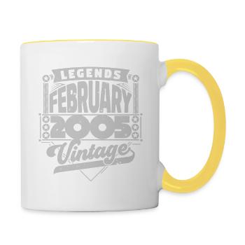 Vintage Anniversaire février 2005, Février 2005. - Mug contrasté - blanc/jaune - Droite