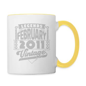 Vintage Anniversaire février 2011, Février 2011. - Mug contrasté - blanc/jaune - Droite