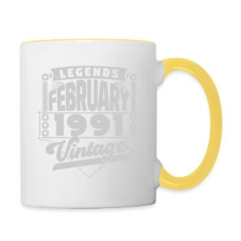 Vintage Anniversaire février 1991, Février 1991. - Mug contrasté - blanc/jaune - Droite