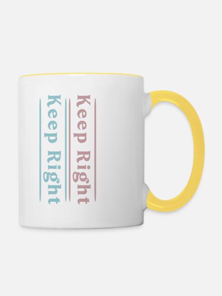 Rechts bleiben - Tasse zweifarbig - Weiß/Gelb