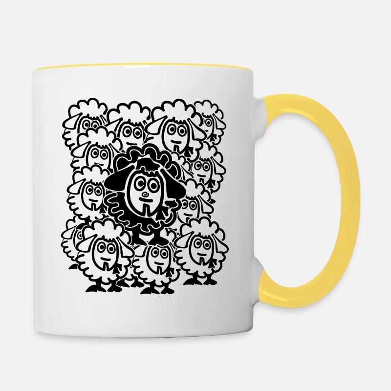 Viele Schafe - Tasse zweifarbig - Weiß/Gelb
