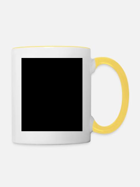 BLACK Balken Schwarz Censored - Tasse zweifarbig - Weiß/Gelb