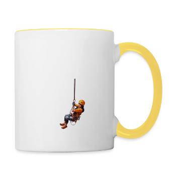 Klettern, Bouldern und Bergsteiger - Tasse zweifarbig - Weiß/Gelb - Rechts