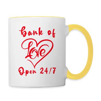 Bank of Love - Contrasting Mug - white/yellow - Right