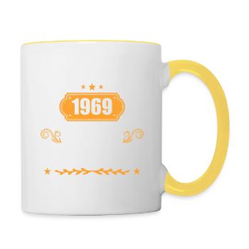 Cadeau 55e Anniversaire Nées En Février 1969 - Mug contrasté - blanc/jaune - Droite