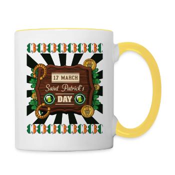 St. Patrick's Tag 2 - Tasse zweifarbig - Weiß/Gelb - Rechts