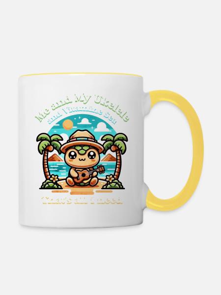 Ich und meine Ukelele - Tasse zweifarbig - Weiß/Gelb