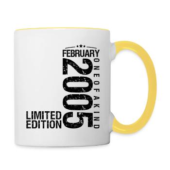 Birthday February 2005 February born in February - Contrasting Mug - white/yellow - Right