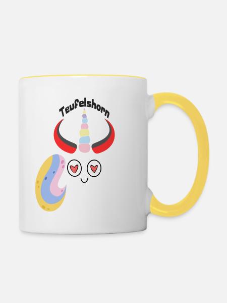 Teufelshorn - Tasse zweifarbig - Weiß/Gelb