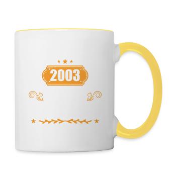 21st Birthday Gift Born in February 2003 - Contrasting Mug - white/yellow - Right