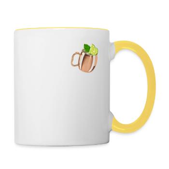 OK Mais Premier T-shirt d’amant de mule de Moscou Vin drôle - Mug contrasté - blanc/jaune - Droite