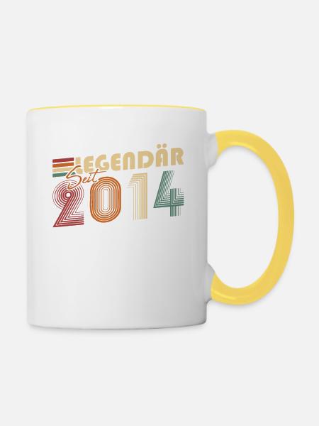 Legendär seit 2014 - Tasse zweifarbig - Weiß/Gelb