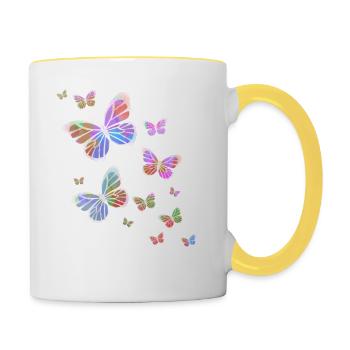 Papillon, Papillon, Animal, Coloré, Couleur - Mug contrasté - blanc/jaune - Droite