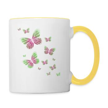 Papillon, Papillon, Animal, Coloré, Couleur - Mug contrasté - blanc/jaune - Droite