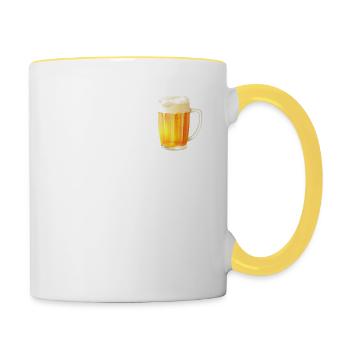OK But First Beer T-Shirt - Funny Alcohol Drinking - Contrasting Mug - white/yellow - Right