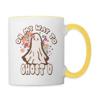 Citation fantôme drôle et mignonne - Mug contrasté - blanc/jaune - Droite