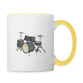 Tambour Batterie - Mug contrasté - blanc/jaune - Droite