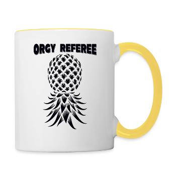 Orgie Schiedsrichter Swinger Party Ananas Dreier - Tasse zweifarbig - Weiß/Gelb - Rechts