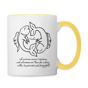Zodiac sign Pisces - Contrasting Mug - white/yellow - Right