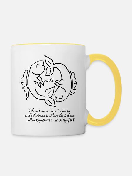 Sternzeichen Fische - Tasse zweifarbig - Weiß/Gelb