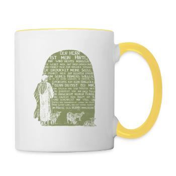 Der gute Hirte - Tasse zweifarbig - Weiß/Gelb - Rechts