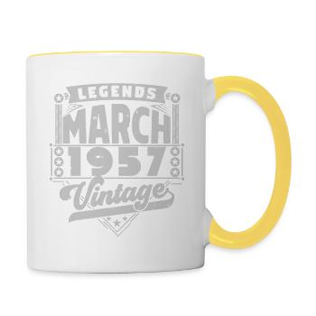 Vintage Anniversary Gift March 1957, March 1957. - Contrasting Mug - white/yellow - Right
