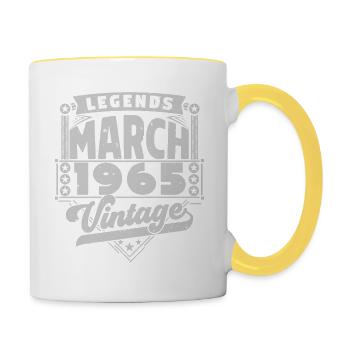 Cadeau Vintage Anniversaire mars 1965, mars 1965. - Mug contrasté - blanc/jaune - Droite
