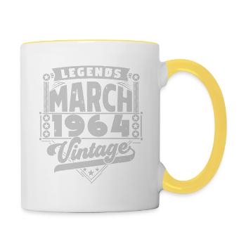 Vintage Anniversary Gift March 1964, March 1964. - Contrasting Mug - white/yellow - Right