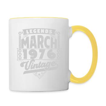 Cadeau Vintage Anniversaire mars 1976, mars 1976. - Mug contrasté - blanc/jaune - Droite