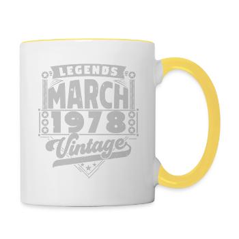 Cadeau Vintage Anniversaire mars 1978, mars 1978. - Mug contrasté - blanc/jaune - Droite