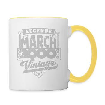 Vintage Birthday Gift March 2000, March 2000. - Contrasting Mug - white/yellow - Right