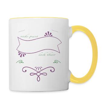 funny quote cool alien spacecraft ancient egyptian - Contrasting Mug - white/yellow - Right
