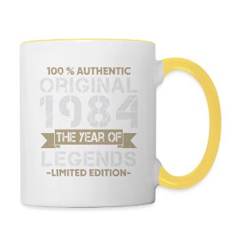Legende 1984 Original Jahrgang Geburtstagsgeschenk - Tasse zweifarbig - Weiß/Gelb - Rechts