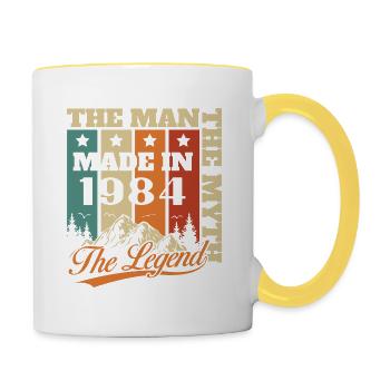 Vinatge 1984 Geburtstagsgeschenk - Tasse zweifarbig - Weiß/Gelb - Rechts