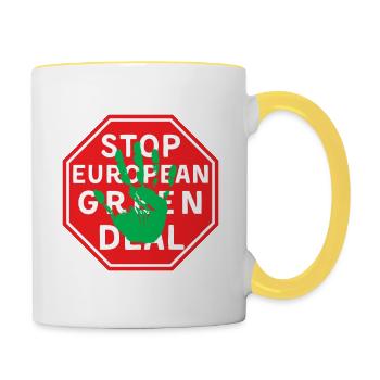 T-Shirt für europäische Landwirte - Tasse zweifarbig - Weiß/Gelb - Rechts