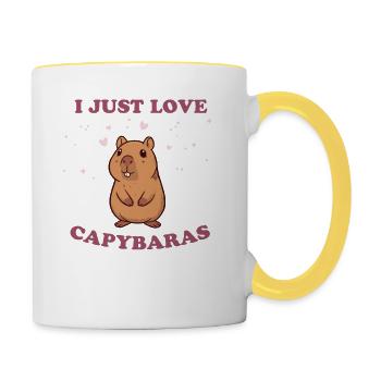 J'aime Juste les Capybaras mignons - Mug contrasté - blanc/jaune - Droite