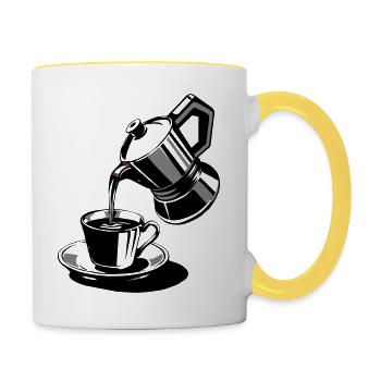 Café moka espresso express personnalisable - Mug contrasté - blanc/jaune - Droite