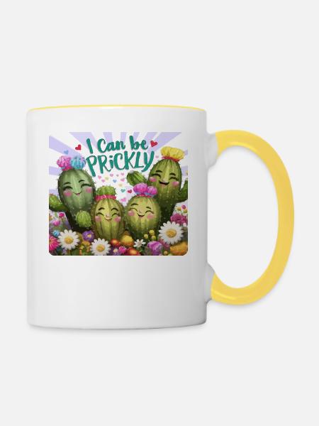 I can be Prickly - Tasse zweifarbig - Weiß/Gelb