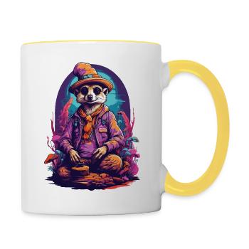 Lebendige Farben Musik Festival Wald Pilze - Tasse zweifarbig - Weiß/Gelb - Rechts