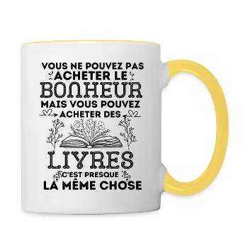 Lecture livres - Mug contrasté - blanc/jaune - Droite