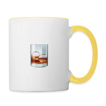 Whiskey Helps T-Shirt - Funny Scotch On The Rocks - Tasse zweifarbig - Weiß/Gelb - Rechts