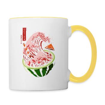 Kanagawa Japan Watermelon - Contrasting Mug - white/yellow - Right