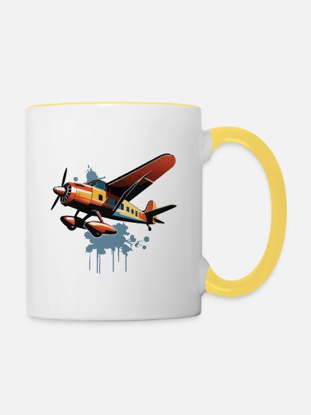 Modellflugzeug Pilot Flugzeug Hobby Design - Tasse zweifarbig - Weiß/Gelb